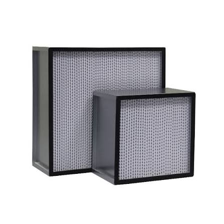 Boxed true HEPA filters with sealed frames and pleated media
